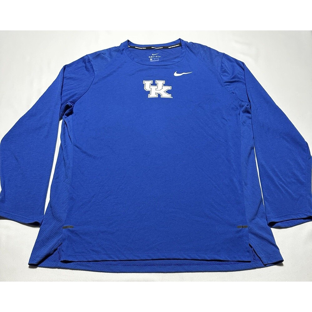 Kentucky Wildcats Nike Basketball Shirt Mens XL Blue NCAA Dri Fit Long Sleeve